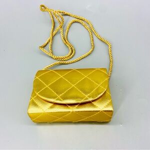 Vintage Gold Mini Bag Crossbody Quilted Estée Lauder 1980’s Purse